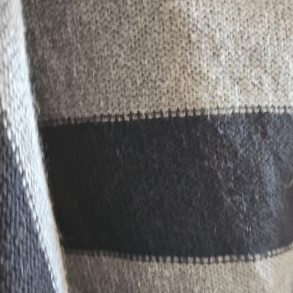 Express Women's Gray And Black Striped Hooded Asymetrical Cardigan - Picture 3 of 5